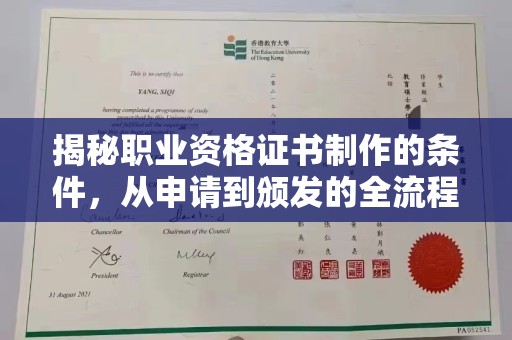 金口河揭秘职业资格证书制作的条件，从申请到颁发的全流程解析